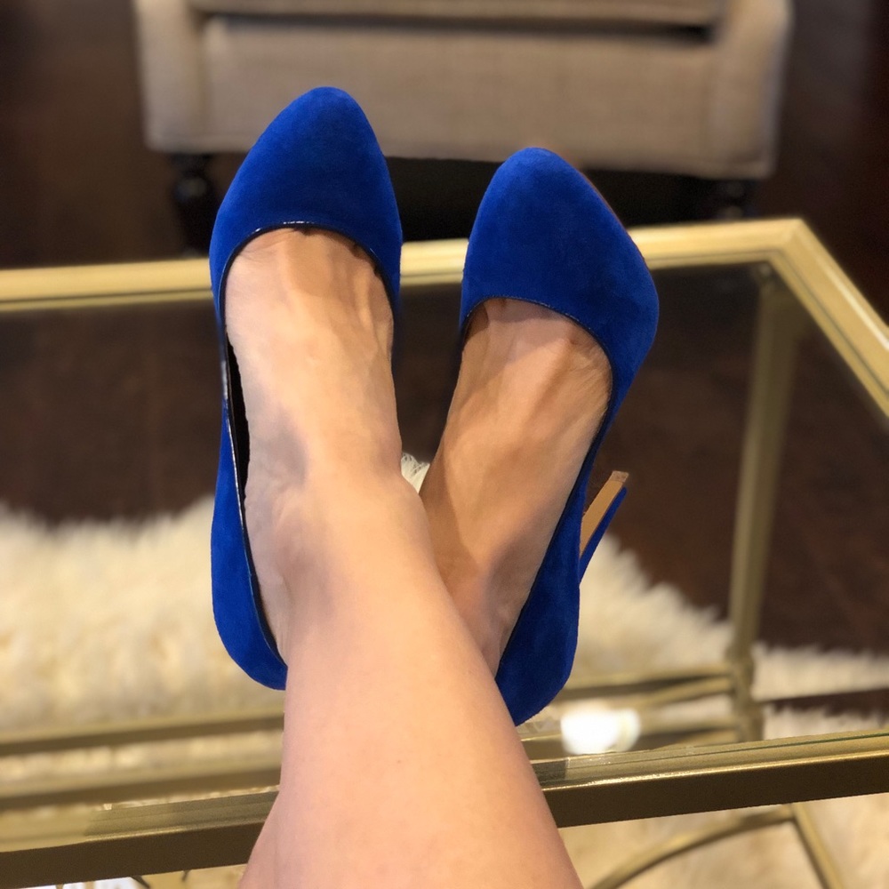 SOLD! Aldo Blue Suede Heels - Picture 1 of 6